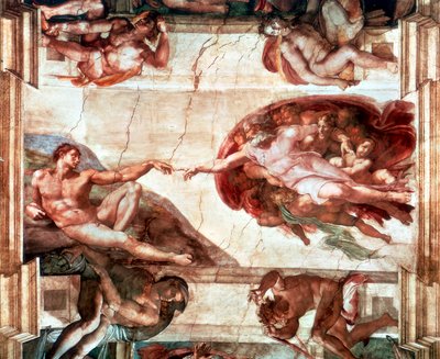 „Stworzenie Adama”, 1508-1512 autorstwa Michelangelo Buonarroti