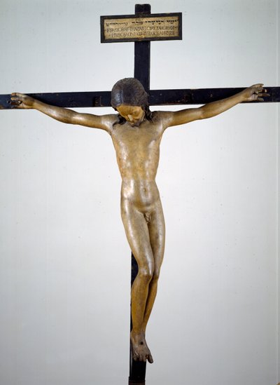 Krucyfiks, ok.1492-94 (drewno polichromowane) autorstwa Michelangelo Buonarroti