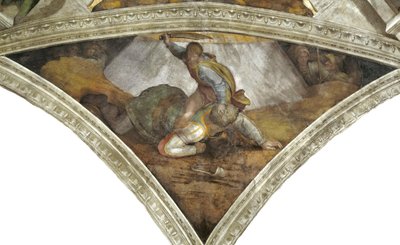 Sufit Kaplicy Sykstyńskiej Dawida i Goliata w Watykanie, 1508-1512. autorstwa Michelangelo Buonarroti