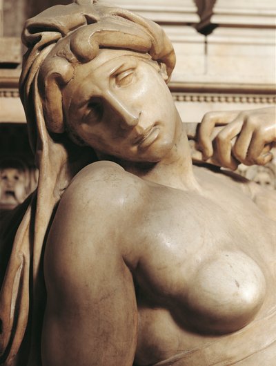 Үүрийн гэгээ (Аврора), Микеланджелогийн (1475-1564) Лоренцо де Медичигийн булшны хэсэг, Флоренц, Тосканиполи дахь Сан Лоренцо сүмийн Медичи сүмийн гантиг баримал autorstwa Michelangelo Buonarroti