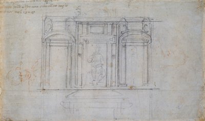 Projekt jednego z grobowców Medyceuszy, początek XVI wieku autorstwa Michelangelo Buonarroti