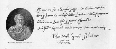 Pismo i podpis Michelangelo Buonarroti (pióro i atrament na papierze) autorstwa Michelangelo Buonarroti