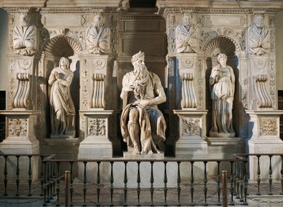 Włochy, Rzym, bazylika św. Piotra, Racheli, Mojżesza i Lei, fragment z grobu Juliusza II, ok. 1515, autorstwa Michała Anioła (1475-1564) autorstwa Michelangelo Buonarroti