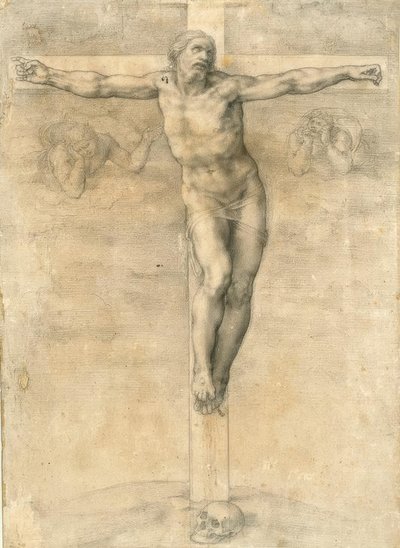 Ukrzyżowanie z dwoma aniołami autorstwa Michelangelo Buonarroti