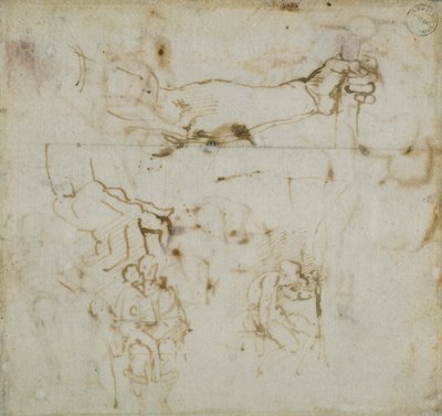 Strona ze szkicownika, c1490-1560 autorstwa Michelangelo Buonarroti