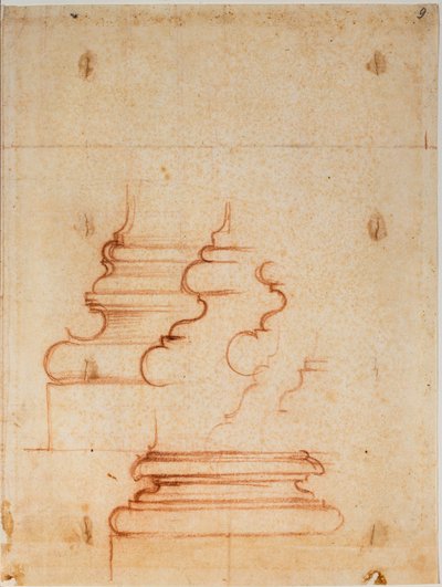 Podstawy filarów nowej zakrystii, odręczne napisy autorstwa Michelangelo Buonarroti
