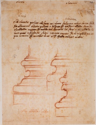 Podstawy filarów nowej zakrystii, odręczne napisy autorstwa Michelangelo Buonarroti