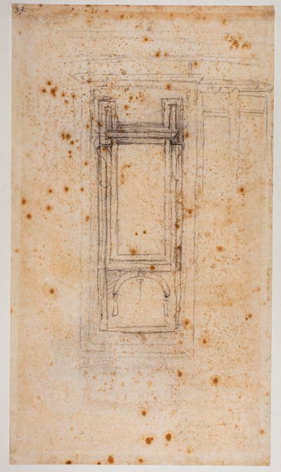 Projekt okna i studia dla Laurentian Recept, XVI wiek (rysunek) autorstwa Michelangelo Buonarroti