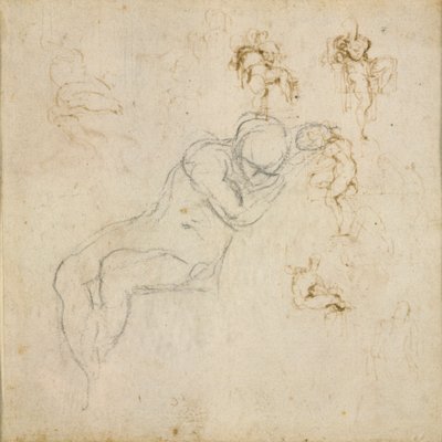 Recto: Ośmiocyfrowe studia. Verso: Badanie rysunku, c1490-1560 autorstwa Michelangelo Buonarroti