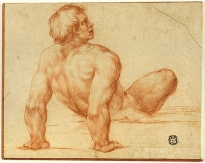 Siedzący mężczyzna nago autorstwa Michelangelo Buonarroti