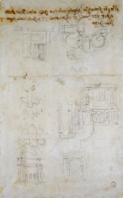 Szkic przedstawiający Studia dla św. Piotra, c1490-1560 autorstwa Michelangelo Buonarroti