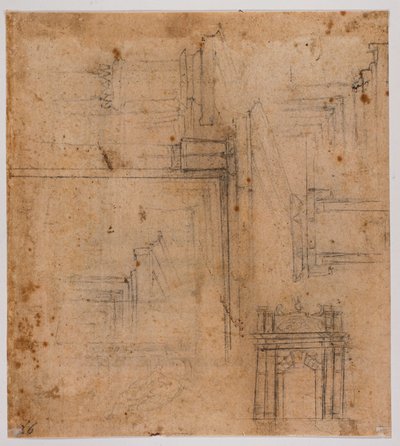 Szkice drzwi i okien autorstwa Michelangelo Buonarroti