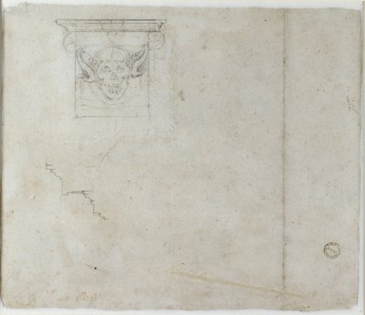 Studia detali architektonicznych i maska groteskowa, c1490-1560 autorstwa Michelangelo Buonarroti