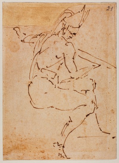 Studium postaci siedzącej autorstwa Michelangelo Buonarroti