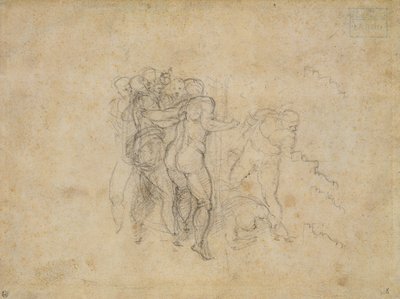 Studium na Sąd Ostateczny (grafit na papierze) autorstwa Michelangelo Buonarroti