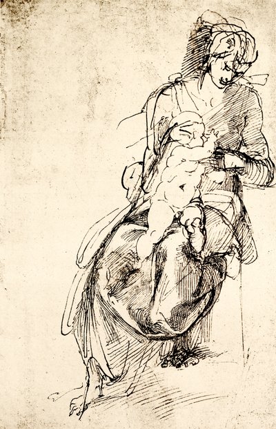Studium do posągu Madonny w kaplicy Medyceuszy we Florencji autorstwa Michelangelo Buonarroti