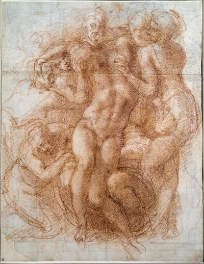 Studium dla złożenia piety Chrystusa (rysunek autorstwa Michelangelo Buonarroti