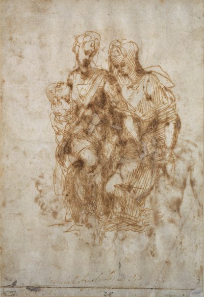 Studium św. Anny według „Anny” Leonarda da Vinci, ok.1502 autorstwa Michelangelo Buonarroti