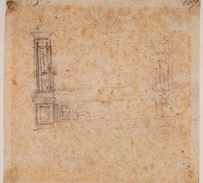 Studium podwójnej ściany grobowca dla nowej zakrystii autorstwa Michelangelo Buonarroti