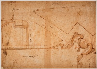 Studium fortyfikacji Bramy Łąkowej Wszystkich Świętych autorstwa Michelangelo Buonarroti