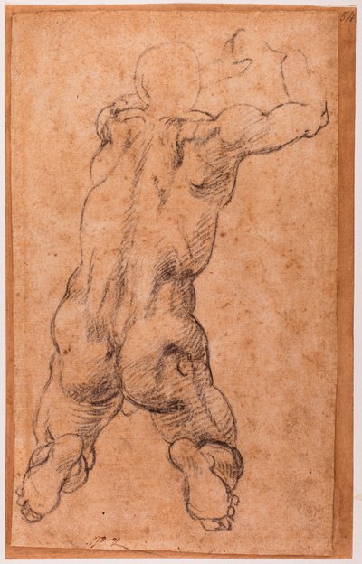Studium klęczącego męskiego aktu autorstwa Michelangelo Buonarroti
