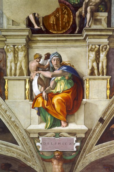 Sufit Delfickiej Kaplicy Sykstyńskiej Sybilli w Watykanie, 1508-1512 autorstwa Michelangelo Buonarroti