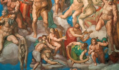 Fresk Sądu Ostatecznego Kaplicy Sykstyńskiej w Watykanie, 1536-1541. autorstwa Michelangelo Buonarroti