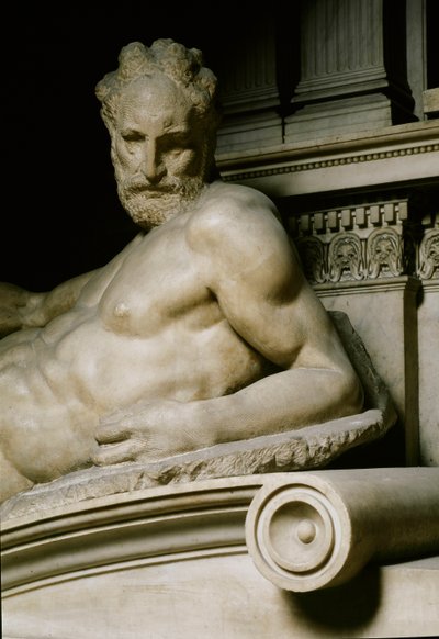 Alegoria Zmierzchu. Grób Laurenta II Medyceuszy. Rzeźba z marmuru 1531 autorstwa Michelangelo Buonarroti