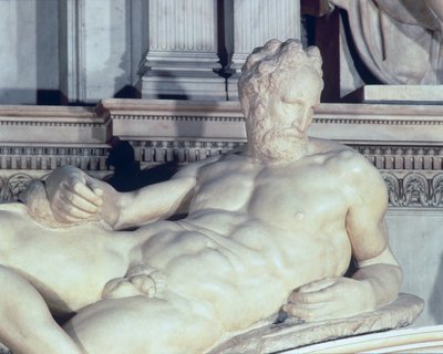 Grób Lorenzo de Medici, fragment marmuru Dusk autorstwa Michelangelo Buonarroti