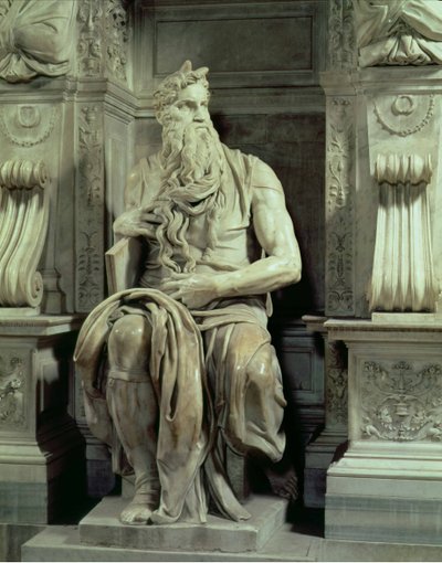 Nagrobek papieża Juliusza II 1453-1513 detal Mojżesza, 1513-16 marmur autorstwa Michelangelo Buonarroti