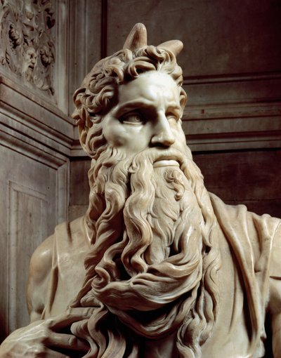 Grób papieża Juliusza II 1453-1513 fragment głowy Mojżesza, 1513-16 marmur autorstwa Michelangelo Buonarroti