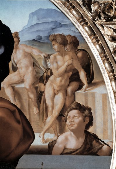 Tondo Doni: Święta Rodzina z Dzieciątkiem św. Jana Chrzciciela, detal - 1504-06 (olej na desce) autorstwa Michelangelo Buonarroti