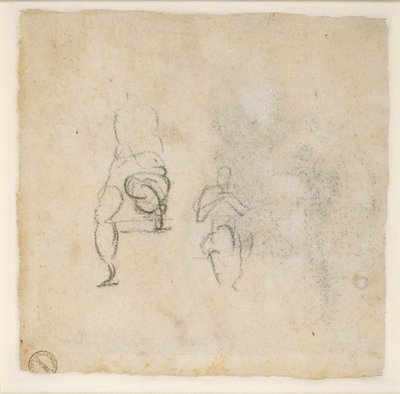 Dwa bardzo drobne szkice postaci siedzących, c1490-1560 autorstwa Michelangelo Buonarroti
