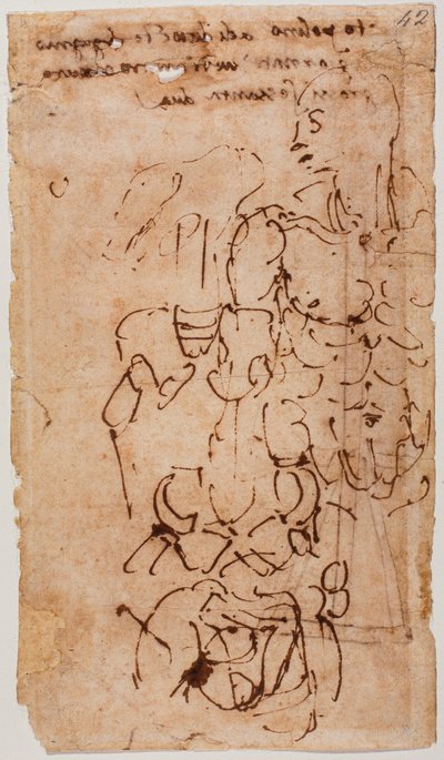 Niezidentyfikowany szkic i odręczny napis autorstwa Michelangelo Buonarroti