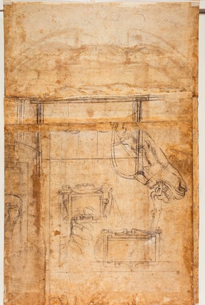 Różne studia postaci i architektury autorstwa Michelangelo Buonarroti