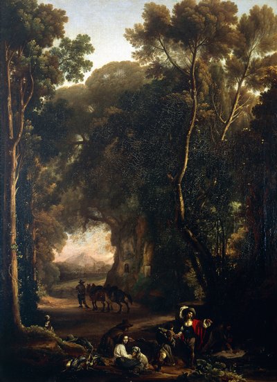 Erminia i pasterze, Michelangelo Cerquozzi znany jako Michelangelo delle Battaglie (1602-1660), olej na płótnie autorstwa Michelangelo Cerquozzi