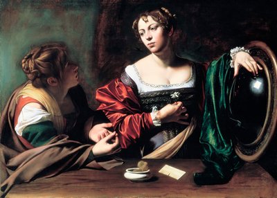 Marta i Maria Magdalena, c. 1598 autorstwa Michelangelo Merisi Caravaggio