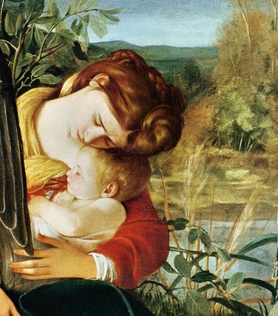 Odpoczynek podczas ucieczki do Egiptu (fragment 1603) autorstwa Michelangelo Merisi Caravaggio