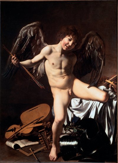 Amor vincit omnia (zwany Zwycięskim Kupidynem lub Miłością Triumfującą lub Miłością Ziemską) (Malarstwo autorstwa Michelangelo Merisi da Caravaggio