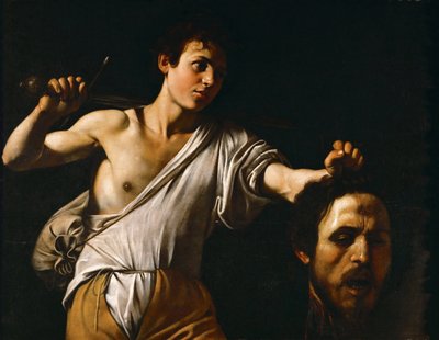 Barok : David avec la tete de Goliath - Dawid z głową Goliata par Caravaggio, Michał Anioł (1571-1610), ca. 1600. Olej na drewnie, 90,5x116. Muzeum Historii Sztuki, Wiedeń autorstwa Michelangelo Merisi da Caravaggio
