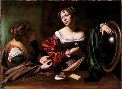 Marta i Maria Magdalena autorstwa Michelangelo Merisi da Caravaggio