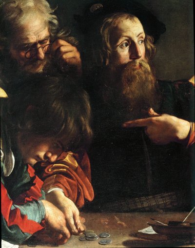 Powołanie Mateusza (obraz na płótnie) autorstwa Michelangelo Merisi da Caravaggio