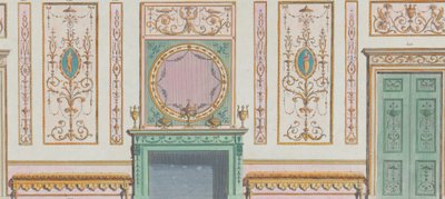 Ozdobna ściana wewnętrzna z drzwiami i kominkiem, nr. 344-350..., 20 marca 1785. autorstwa Michelangelo Pergolesi