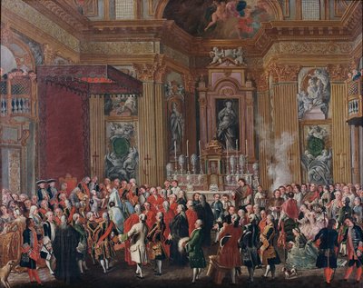 "Ferdynand IV zostaje zaprzysiężony na króla Neapolu". autorstwa Michele Foschini