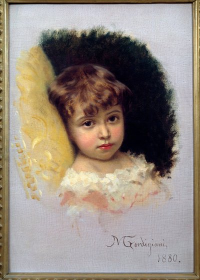 Obraz portretu dziecka autorstwa Michela Gordigiani (1830-1909) 1880 Florencja, Muzeum Sztuki Nowoczesnej autorstwa Michele Giordigiani