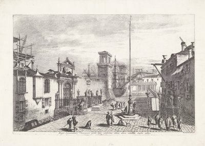 Porta Magna van het Venetiaans Arsenaal Dwie bramy Wielkiego Arsenału Wenecji (...) (tytuł na obiekcie) Gezichten op Venetië (tytuł serii) Wspaniałe i wybrane widoki Wenecji (tytuł serii) autorstwa Michele Marieschi