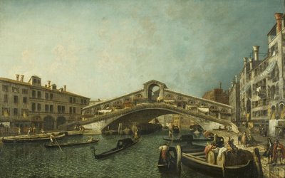 Most Rialto, Wenecja, ok. 1740 (olej na płótnie) autorstwa Michele Marieschi