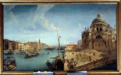 Widok na wejście do Canal Grande i na kościół Salute w Wenecji Obraz Michele Marieschi (1710-1741) XVIII-wieczne słońce. 1,25x2,13 m² autorstwa Michele Marieschi