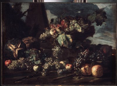 "Martwa natura z winogronami" Obraz Michała Anioła Pace da Campidoglio (1610-1670) 1650-1660 Wymiary 98x134 cm Ermitaż, Sankt Petersburg autorstwa Michele Pace del Campidoglio