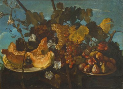 Martwa natura z winogronami, figami i szpikiem autorstwa Michele Pace del Campidoglio